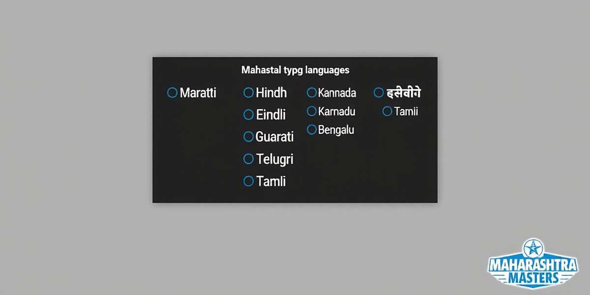 Maharashtra Masters Multi-language Support Maharashtra Masters language selection screen showing Marathi, Hindi, English, Gujarati, Kannada, Telugu, Bengali, and Tamil options with Maharashtra Masters watermark